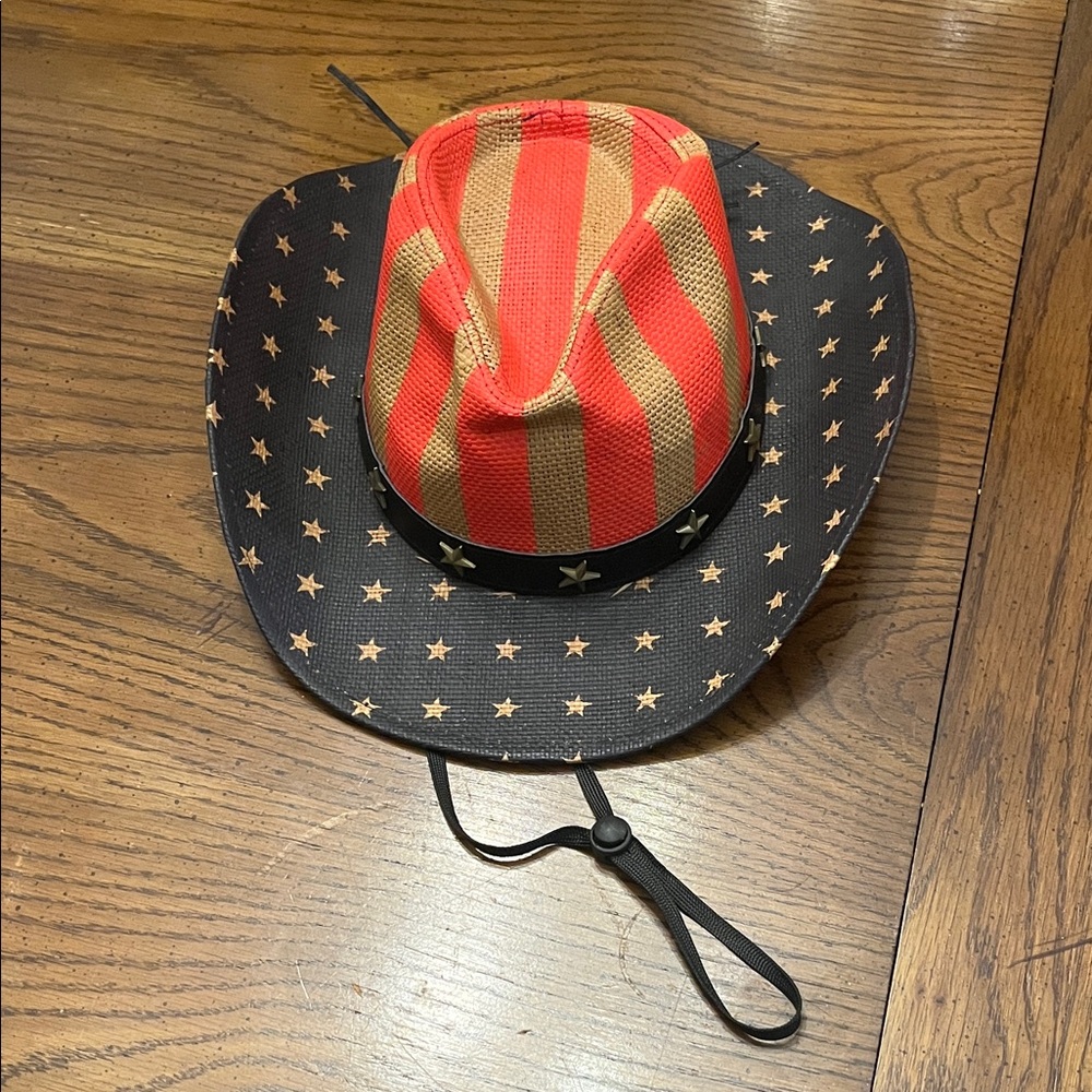 Red and Tan Star Pattern Cowboy Hat - Picture 1 of 12